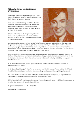 A preview of a PDF biography for Jacques, Douglas Harold Morton